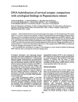 DNA Hybridisation of Cervical Scrapes: Comparison with Cytological Findings in Papanicolaou Smears