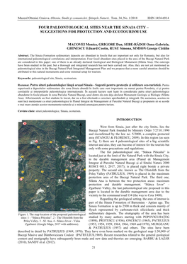 Four Paleontological Sites Near the Sinaia City – Suggestions for Protection and Ecotourism Use