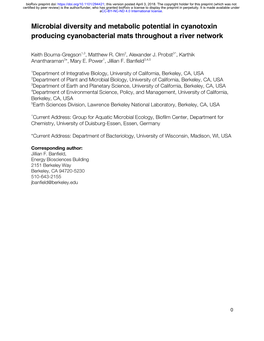 Microbial Diversity and Metabolic Potential in Cyanotoxin Producing Cyanobacterial Mats Throughout a River Network