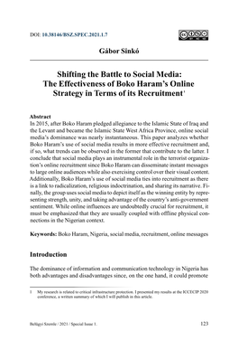 The Effectiveness of Boko Haram's Online Strategy in Terms of Its