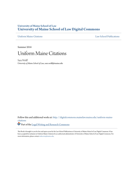 Uniform Maine Citations Law School Publications