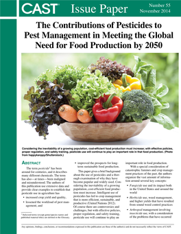 The Contributions of Pesticides to Pest Management in Meeting the Global Need for Food Production by 2050