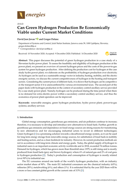 Can Green Hydrogen Production Be Economically Viable Under Current Market Conditions