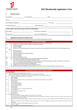 2017 Membership Application Form