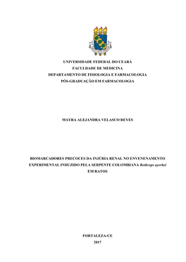 Universidade Federal Do Ceará Faculdade De Medicina Departamento De Fisiologia E Farmacologia Pós-Graduação Em Farmacologia