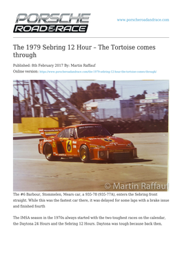 The 1979 Sebring 12 Hour – the Tortoise Comes Through