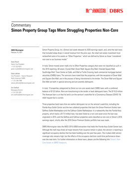 Commentary Simon Property Group Tags More Struggling Properties Non-Core