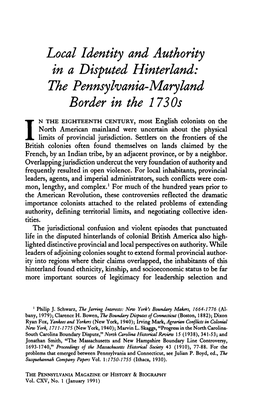 The Pennsylvania-Maryland Border in the 1730S