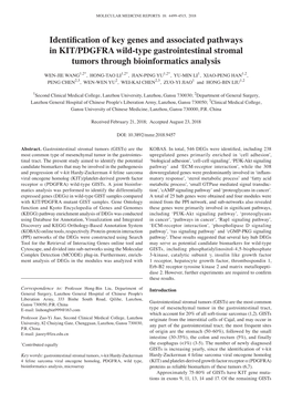 Identification of Key Genes and Associated Pathways in KIT/PDGFRA Wild‑Type Gastrointestinal Stromal Tumors Through Bioinformatics Analysis