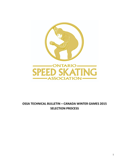 Ossa Technical Bulletin – Canada Winter Games 2015 Selection Process