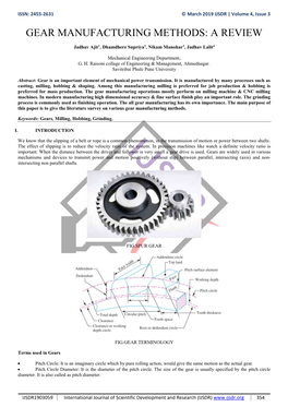 Gear Manufacturing Methods: a Review