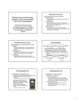 Network Security Principles, Symmetric Key Cryptography