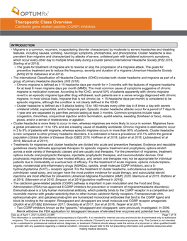 Calcitonin Gene Related Peptide (CGRP) Inhibitors TCO 04.2021