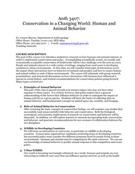 Conservation in a Changing World: Human and Animal Behavior