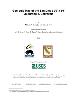 Geologic Map of the San Diego 30' X 60' Quadrangle, California