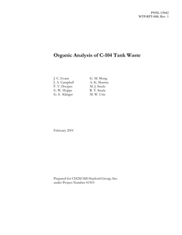 Organic Analysis of C-104 Tank Waste