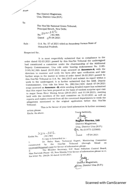 Verification Cum Enquiry Report in Compliance to Order Dated 2/03/2021 Passed by Hon’Ble NGT in O.A