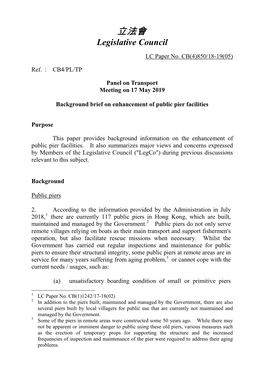 Paper on Enhancement of Public Pier Facilities Prepared by the Legislative Council Secretariat