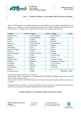 Elezione Presidente E Vicepresidente Della Conferenza Dei Comuni