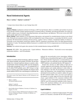 Novel Antiretroviral Agents