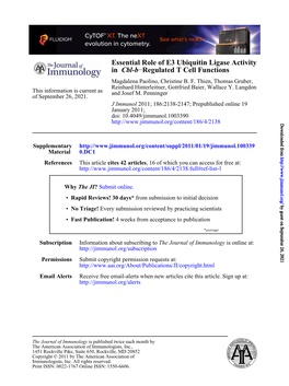 Regulated T Cell Functions − Cbl-B in Essential Role of E3 Ubiquitin Ligase Activity