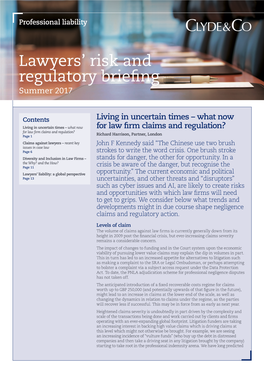 Lawyers' Risk and Regulatory Briefing