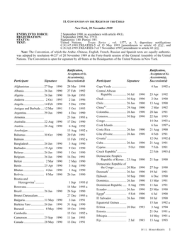 Signatory States, Declarations and Reservations