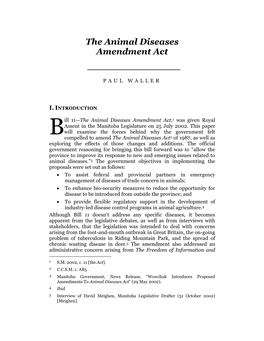 The Animal Diseases Amendment Act