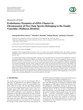 Evolutionary Dynamics of Rdna Clusters in Chromosomes of Five Clam Species Belonging to the Family Veneridae (Mollusca, Bivalvia)