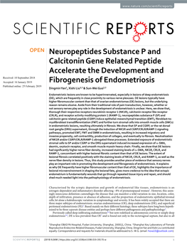 Neuropeptides Substance P and Calcitonin Gene Related Peptide