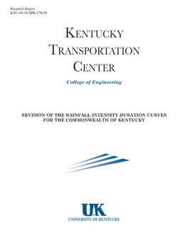 Revision of the Rainfall-Intensity Duration Curves for the Commonwealth of Kentucky
