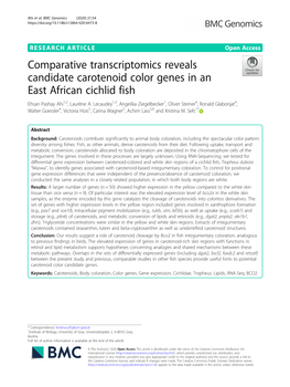 Comparative Transcriptomics Reveals Candidate Carotenoid Color Genes in an East African Cichlid Fish Ehsan Pashay Ahi1,2, Laurène A