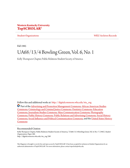 UA68/13/4 Bowling Green, Vol. 6, No. 1 Kelly Thompson Chapter, Public Relations Student Society of America