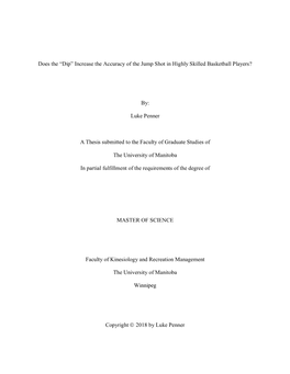 Dip” Increase the Accuracy of the Jump Shot in Highly Skilled Basketball Players?