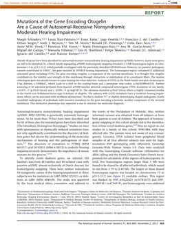 Mutations of the Gene Encoding Otogelin Are a Cause of Autosomal-Recessive Nonsyndromic Moderate Hearing Impairment