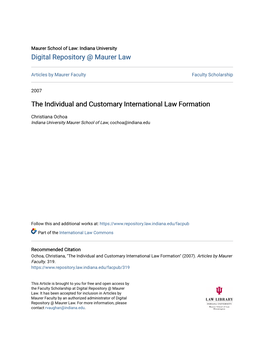 The Individual and Customary International Law Formation