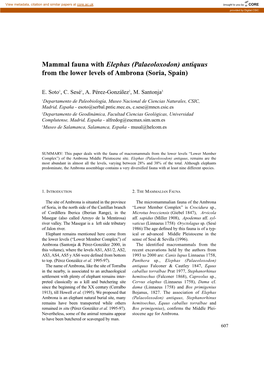 Palaeoloxodon) Antiquus from the Lower Levels of Ambrona (Soria, Spain
