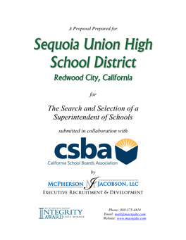 Sequoia Union High School District 480 James Avenue Redwood City, California 94062