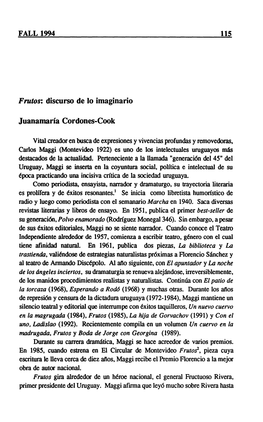 Discurso De Lo Imaginario Juanamaría Cordones-Cook