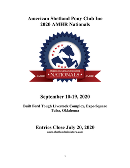 American Shetland Pony Club Inc 2020 AMHR Nationals September