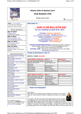 Our Club Bulletin
