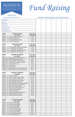 Printable Pre-Sell Order Form