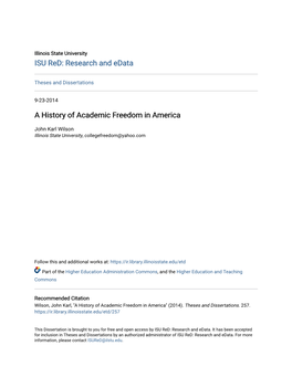 A History of Academic Freedom in America