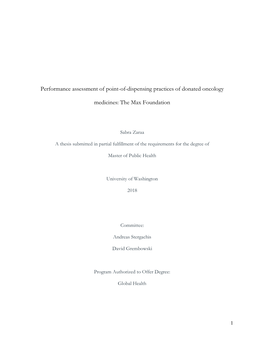 Performance Assessment of Point-Of-Dispensing Practices of Donated Oncology Medicines: the Max Foundation