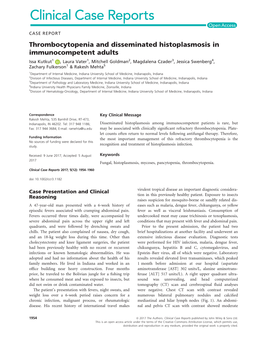 Thrombocytopenia and Disseminated Histoplasmosis In