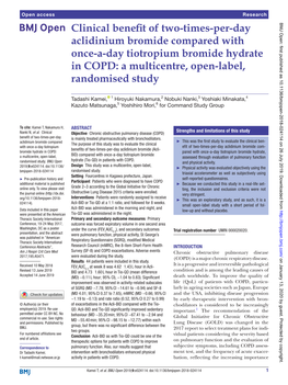 Clinical Benefit of Two-Times-Per-Day Aclidinium Bromide Compared with Once-A-Day Tiotropium Bromide Hydrate in COPD: a Multicentre, Open-Label, Randomised Study