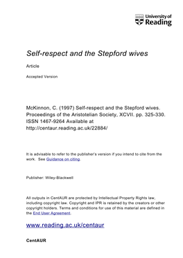 Self-Respect and the Stepford Wives