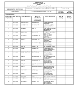 ANNEXURE 5.8 (CHAPTER V , PARA 25) FORM 9 List of Applications For