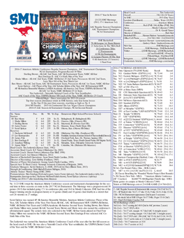 SMU Basketball 70 All-League 1St Team Honors 21 Selections in The