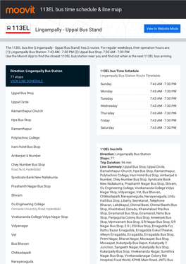 113EL Bus Time Schedule & Line Route